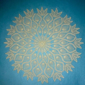 CROCHETED doily round tulip pattern handmade size 27 inch diameter